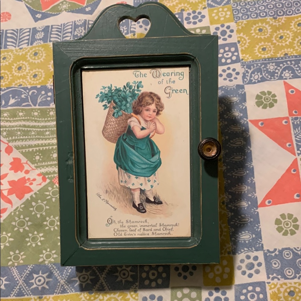 Green Vintage-Style Wall Cabinet For Keys or Measuring Spoons